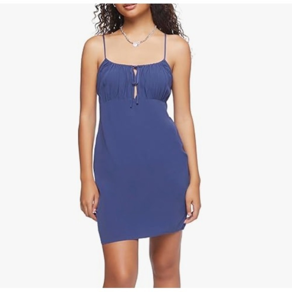 Forever 21 Babydoll Cami Mini Dress Juniors‎ S Navy Milkmaid Clubbing Party Sexy